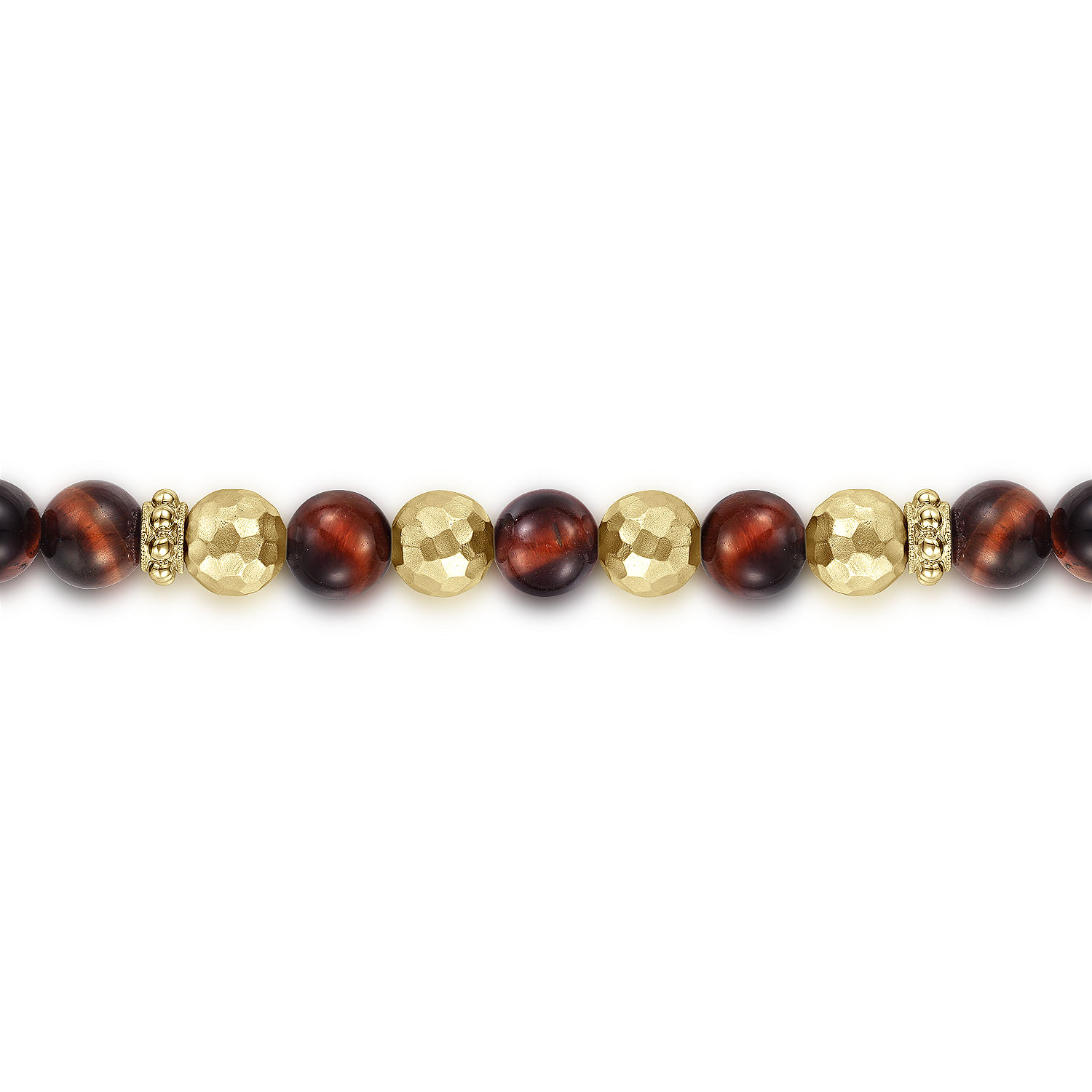 14K Yellow Gold and 6mm Tiger Eye Beaded Bracelet