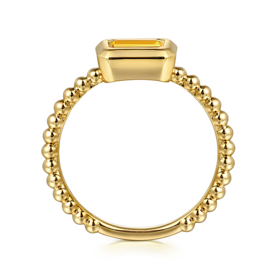 14K Yellow Plain Gold Bujukan And Citrine Stackable Promise Ring angle 2