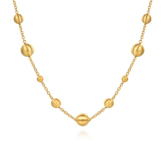Gabriel - 14K Yellow Plain Gold Bujukan Ball Station Necklace