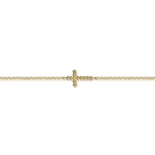 14K Yellow Plain Gold Bujukan Cross Bracelet