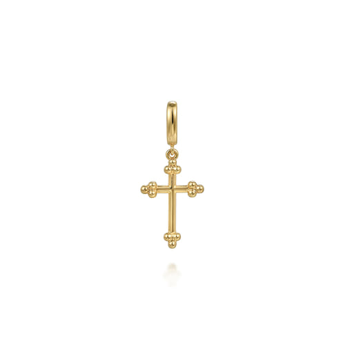 14K Yellow Plain Gold Bujukan Cross Charm Pendant With Detachable Bail 14K Yellow Plain Gold Bujukan Cross Charm Pendant With Detachable Bail