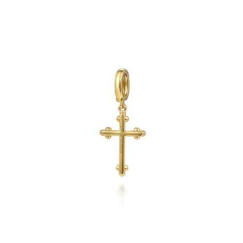 14K Yellow Plain Gold Bujukan Cross Charm Pendant With Detachable Bail 14K Yellow Plain Gold Bujukan Cross Charm Pendant With Detachable Bail