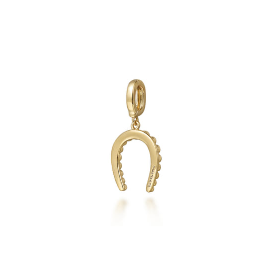 14K Yellow Plain Gold Bujukan Horseshoe Charm Pendant With Detachable Bail angle 2