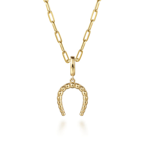 14K Yellow Plain Gold Bujukan Horseshoe Charm Pendant With Detachable Bail 14K Yellow Plain Gold Bujukan Horseshoe Charm Pendant With Detachable Bail