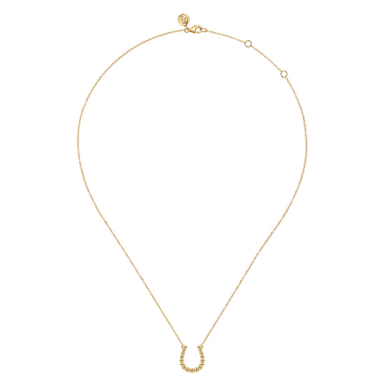14K Yellow Plain Gold Bujukan Horseshoe Pendant Necklace angle 2