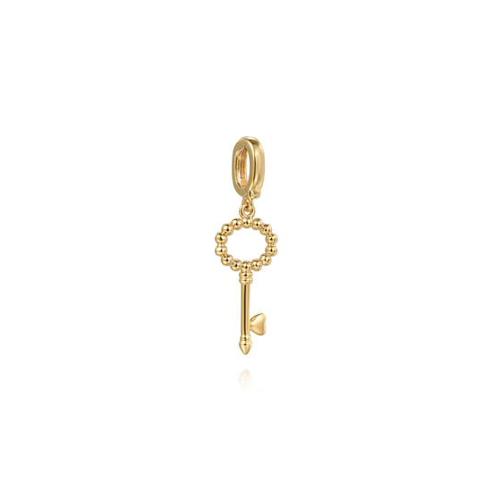 14K Yellow Plain Gold Bujukan Key Charm Pendant With Detachable Bail angle 2