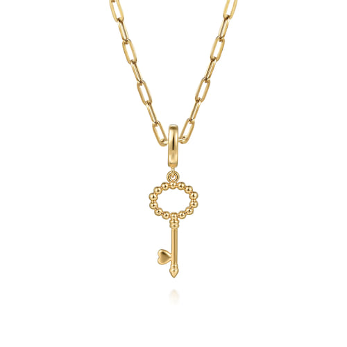 14K Yellow Plain Gold Bujukan Key Charm Pendant With Detachable Bail 14K Yellow Plain Gold Bujukan Key Charm Pendant With Detachable Bail