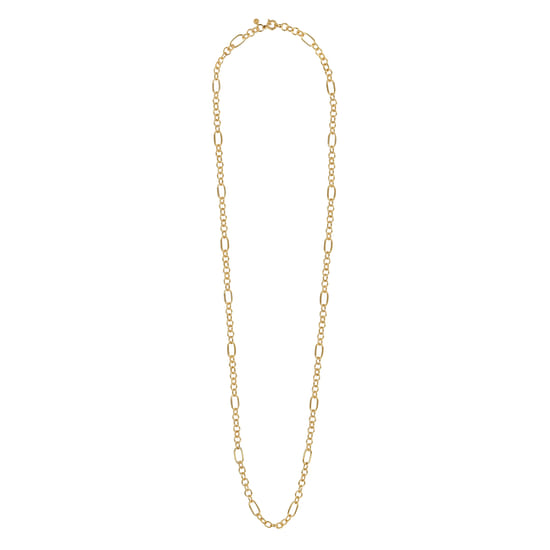14K Yellow Plain Gold Bujukan Link Chain Necklace angle 2 14K Yellow Plain Gold Bujukan Link Chain Necklace angle 2