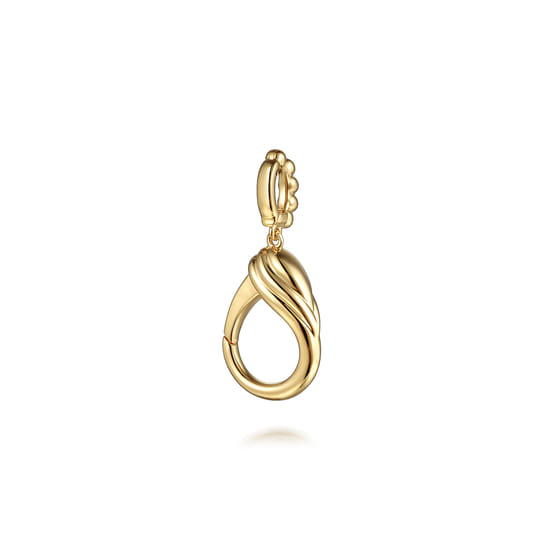 14K Yellow Plain Gold Bujukan Lock Charms With Detachable Bail angle 2