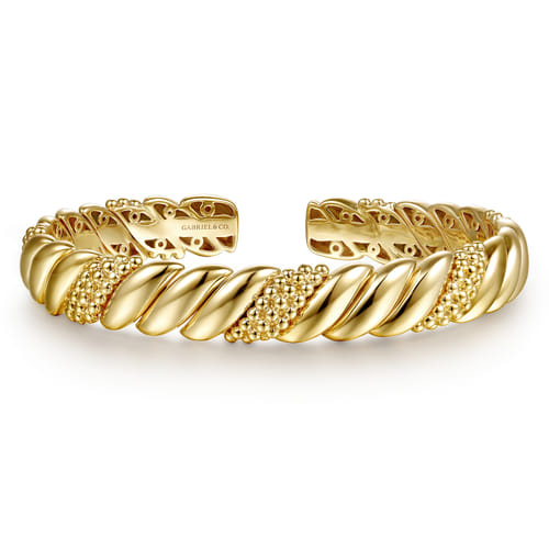 14K Yellow Plain Gold Bujukan Split Bangle Bracelet