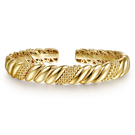 Gabriel - 14K Yellow Plain Gold Bujukan Split Bangle Bracelet
