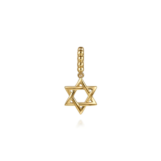 14K Yellow Plain Gold Bujukan Star Of David Charm With Detachable Bail