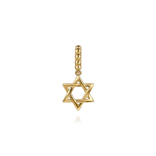 14K Yellow Plain Gold Bujukan Star Of David Charm With Detachable Bail 14K Yellow Plain Gold Bujukan Star Of David Charm With Detachable Bail
