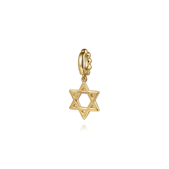 14K Yellow Plain Gold Bujukan Star Of David Charm With Detachable Bail angle 2