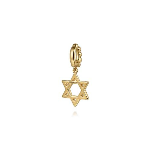 14K Yellow Plain Gold Bujukan Star Of David Charm With Detachable Bail 14K Yellow Plain Gold Bujukan Star Of David Charm With Detachable Bail