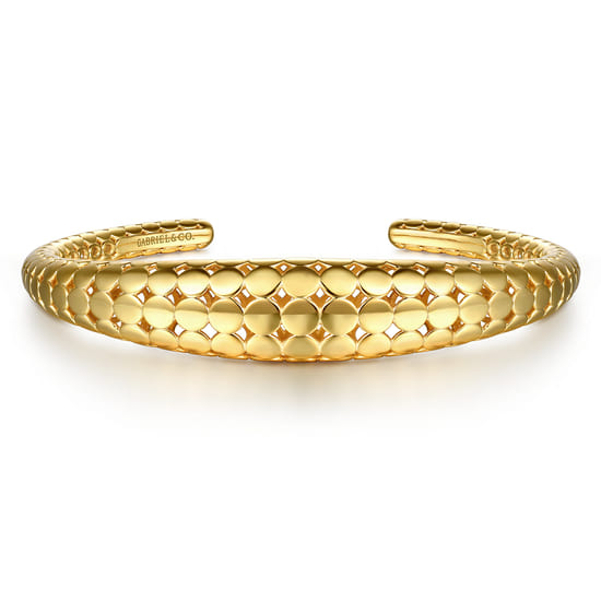 Gabriel - 14K Yellow Plain Gold Graduating Cuff Bracelet Gabriel - 14K Yellow Plain Gold Graduating Cuff Bracelet