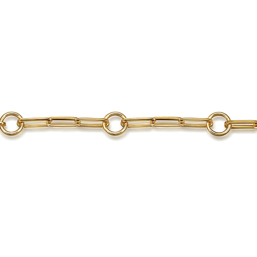 14K Yellow Plain Gold Link Chain Bracelet