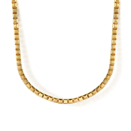 14K Yellow Plain Gold Tennis Necklace 14K Yellow Plain Gold Tennis Necklace