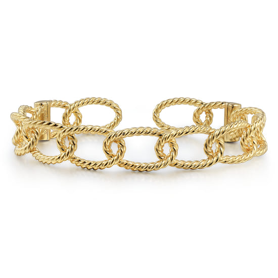 14K Yellow Plain Gold Twisted Rope Link Bangle
14K Yellow Plain Gold Twisted Rope Link Bangle