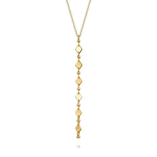 14K Yellow Plain Gold Vertical Bar Necklace