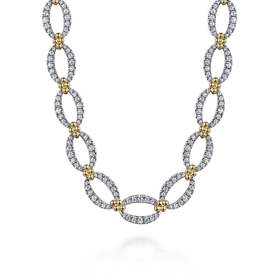 Gabriel - 14K Yellow-White Chain Diamond Link Necklace