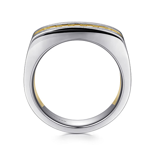 14K Yellow-White Gold Angular Ring in Satin Finish