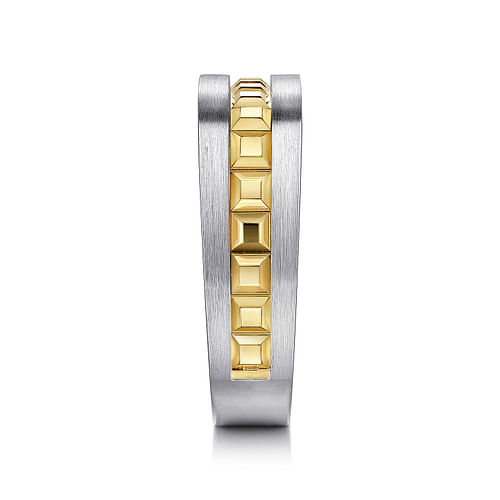 14K Yellow-White Gold Angular Ring in Satin Finish