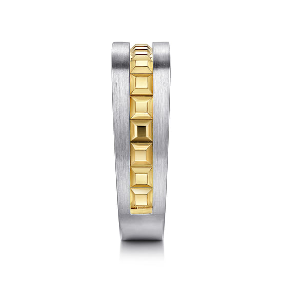 14K Yellow-White Gold Angular Ring in Satin Finish angle 4