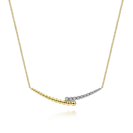 Gabriel - 14K Yellow-White Gold Bujukan Diamond Bar Necklace 