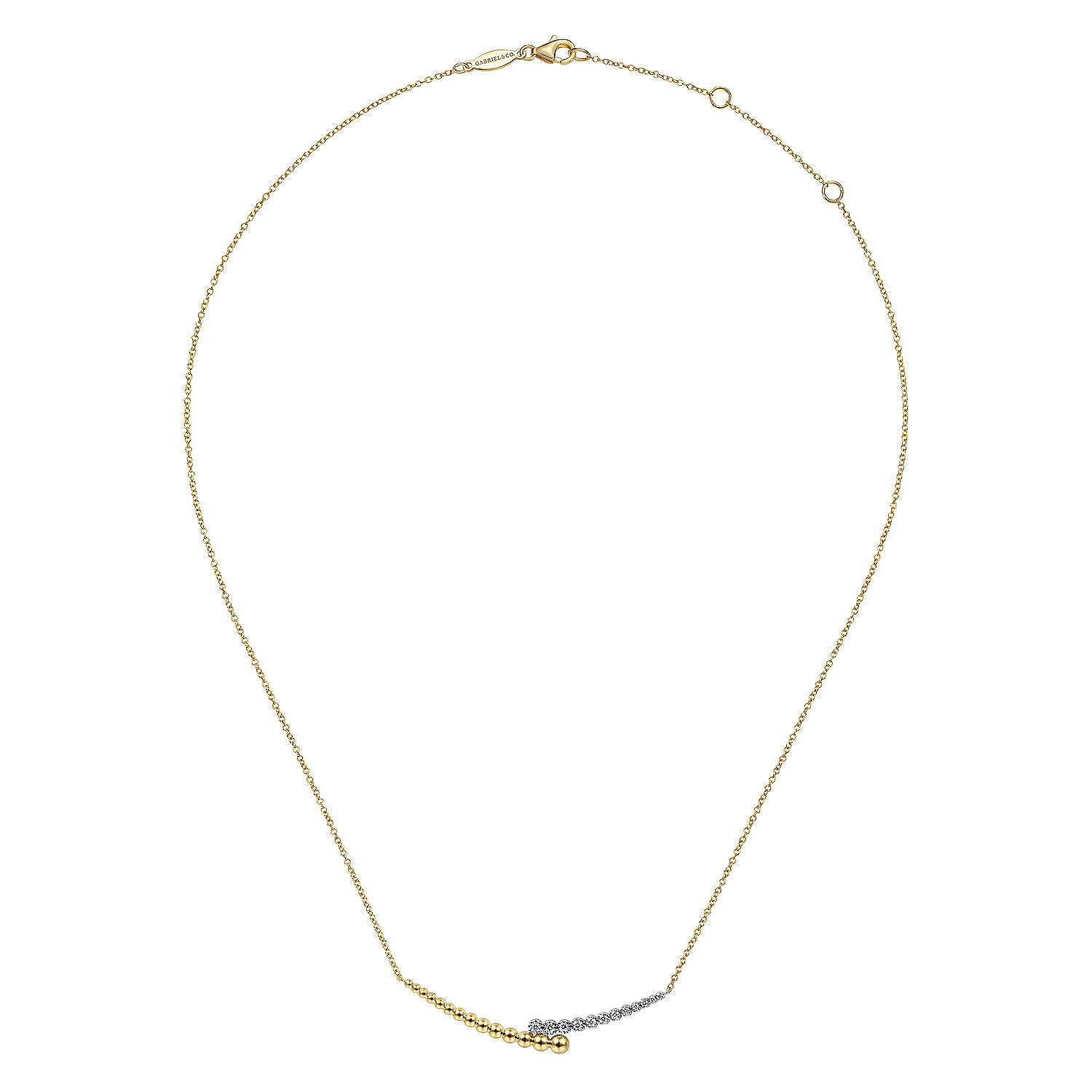 14K Yellow-White Gold Bujukan Diamond Bar Necklace 