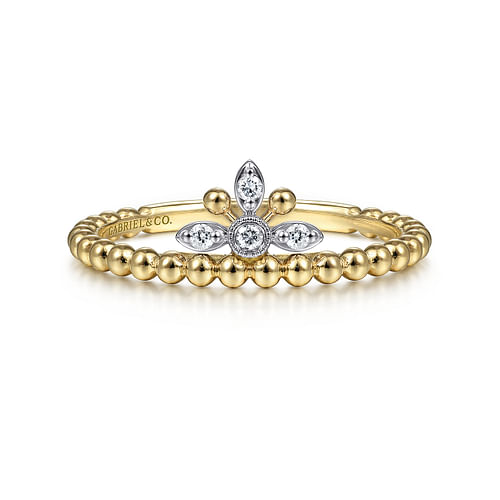 14K Yellow-White Gold Bujukan Diamond Crown Ring