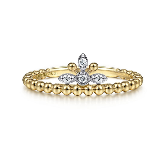 Gabriel - 14K Yellow-White Gold Bujukan Diamond Crown Ring