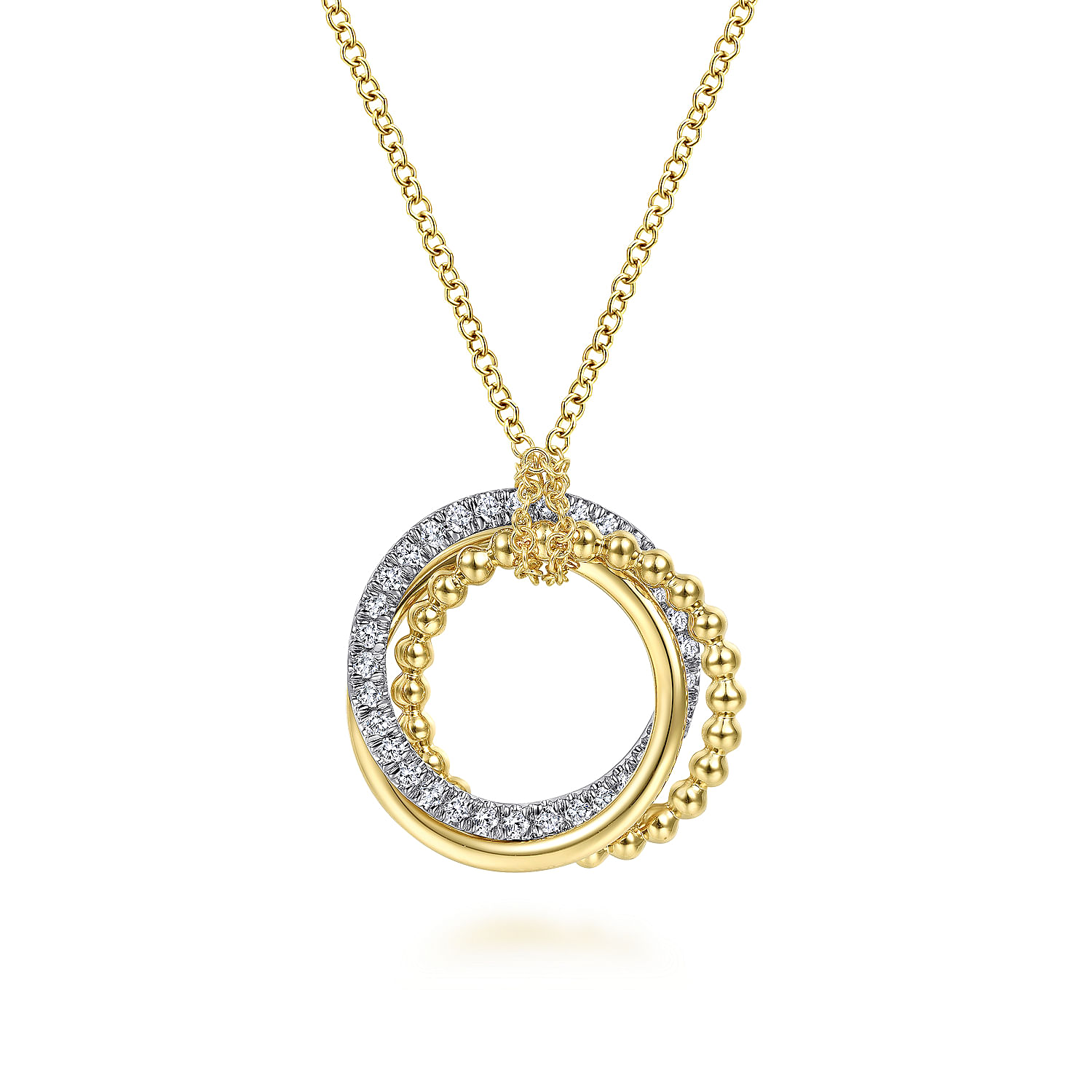 Gabriel - 14K Yellow-White Gold Bujukan Diamond Interlocking Circles Pendant Necklace 