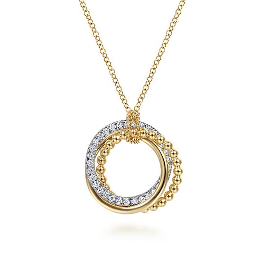 Gabriel - 14K Yellow-White Gold Bujukan Diamond Interlocking Circles Pendant Necklace 