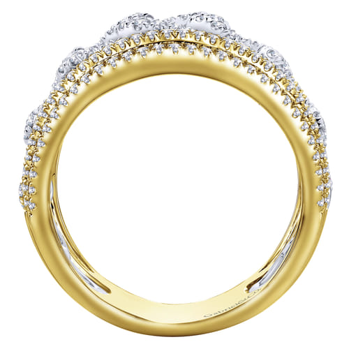 14K Yellow/White Gold Chain Link Wide Band Ring 14K Yellow/White Gold Chain Link Wide Band Ring