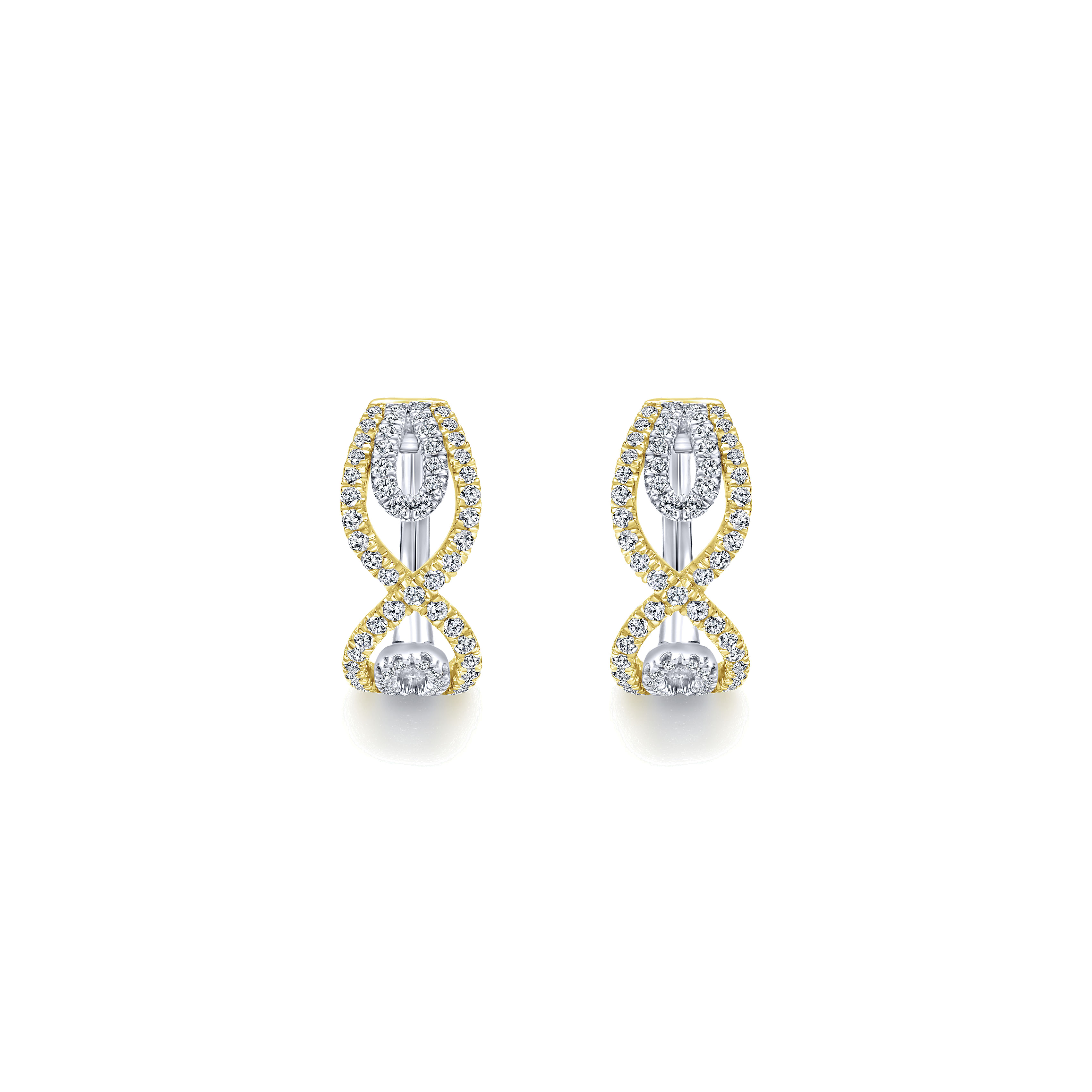 14K Yellow-White Gold Diamond 15mm Fashion Earrings