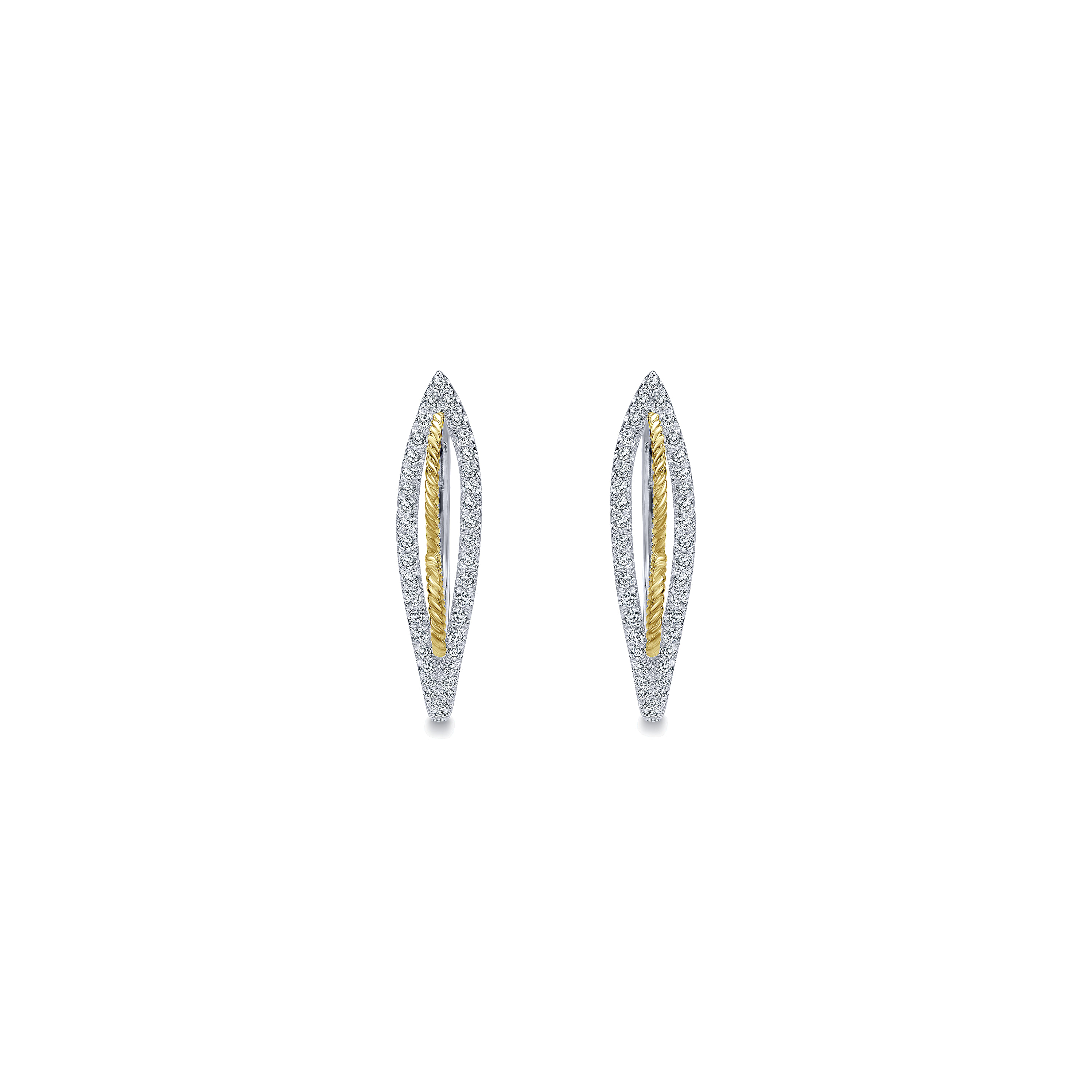 14K Yellow-White Gold Diamond 25mm Fashion Earrings