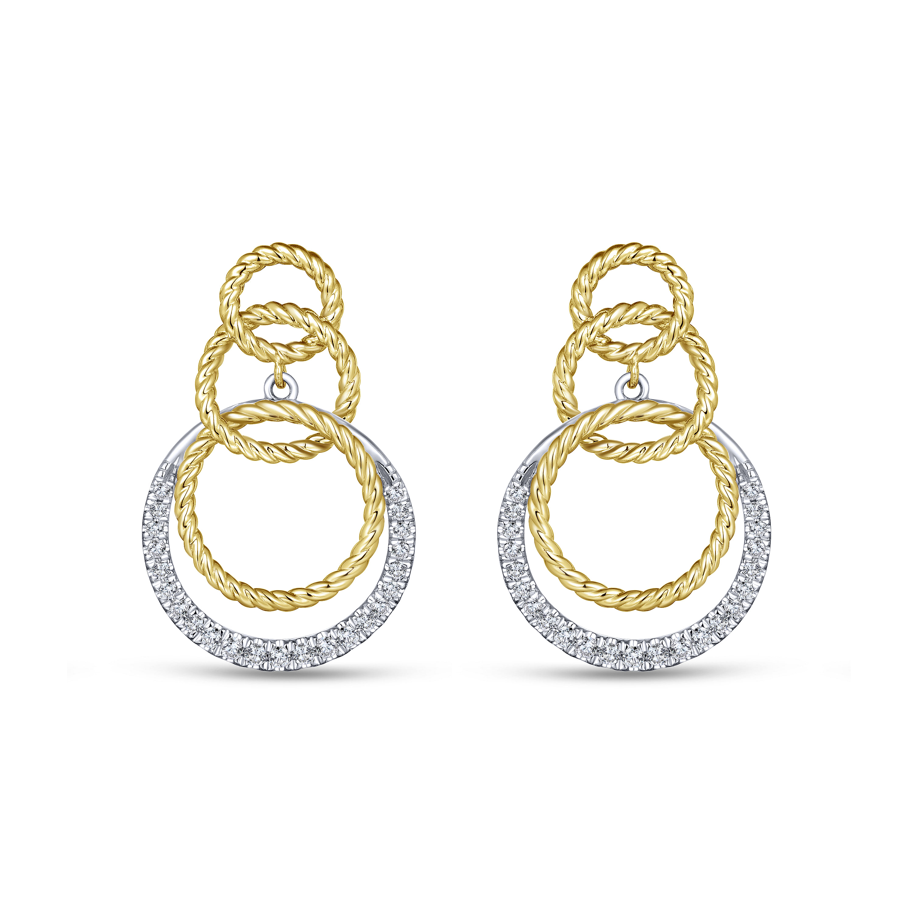 14K Yellow-White Gold Diamond Fashion Earrings