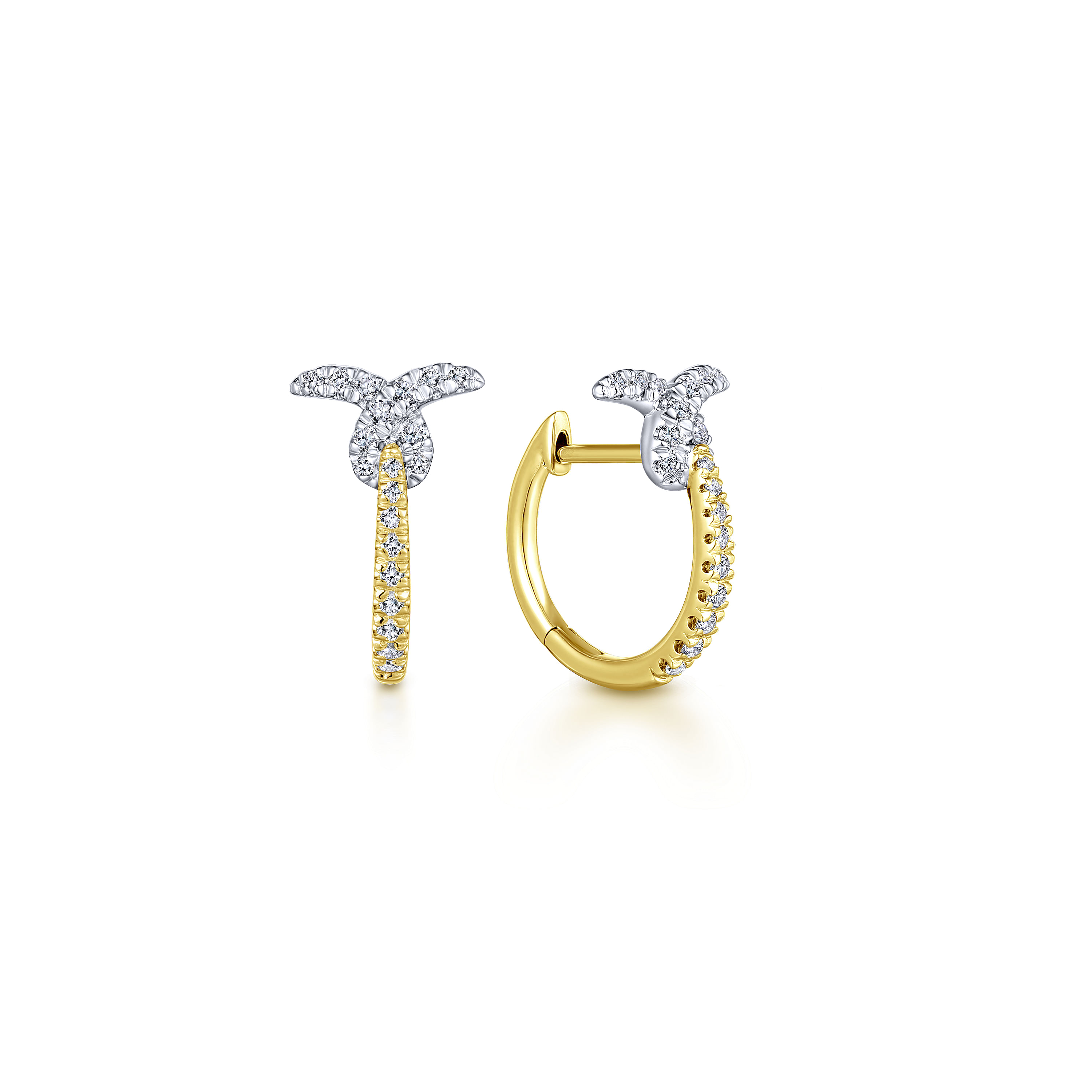 14K Yellow-White Gold Diamond Fashion Earrings
