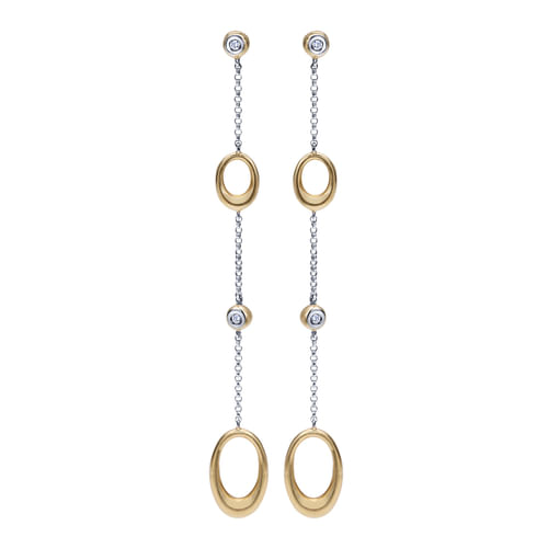 14K Yellow-White Gold Diamond Fashion Earrings