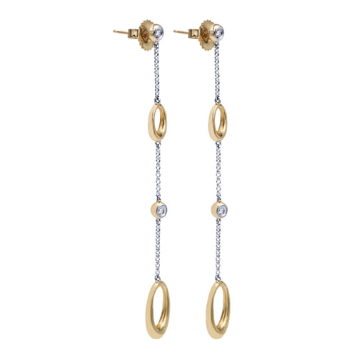 14K Yellow-White Gold Diamond Fashion Earrings