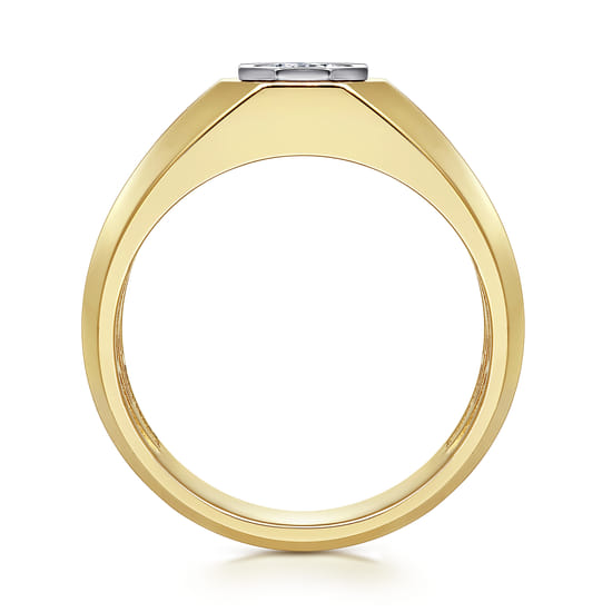 14K Yellow-White Gold Diamond Mens Engagement Ring in High Polish Finish angle 2