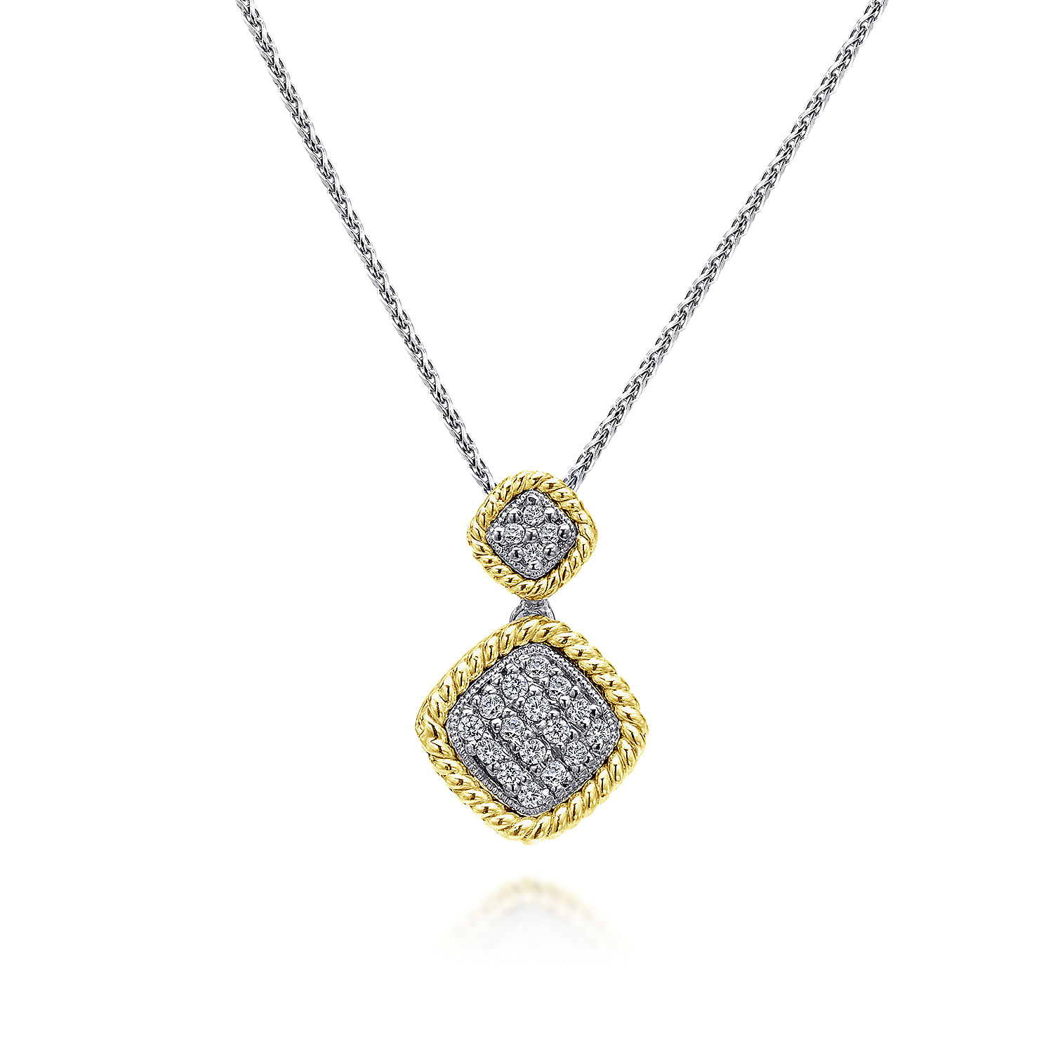 Gabriel - 14K Yellow-White Gold Double Diamond Pavé Pendant Necklace