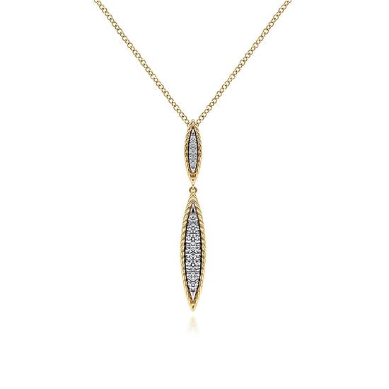 Gabriel - 14K Yellow-White Gold Double Marquise Shape Diamond Pendant Necklace