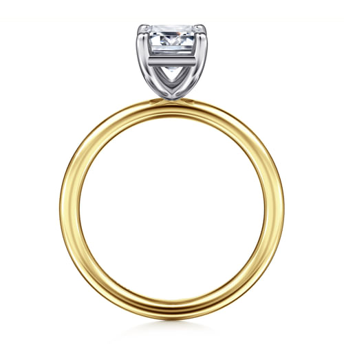 14K Yellow-White Gold Emerald Cut Solitaire Diamond Engagement Ring