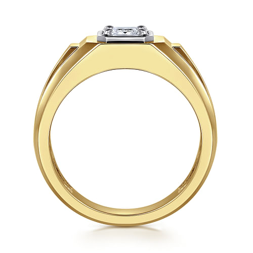 14K Yellow-White Gold Mens Engagement Ring in Sand Blast Finish