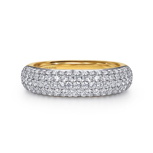 14K Yellow-White Gold Pavé Diamond Anniversary Band