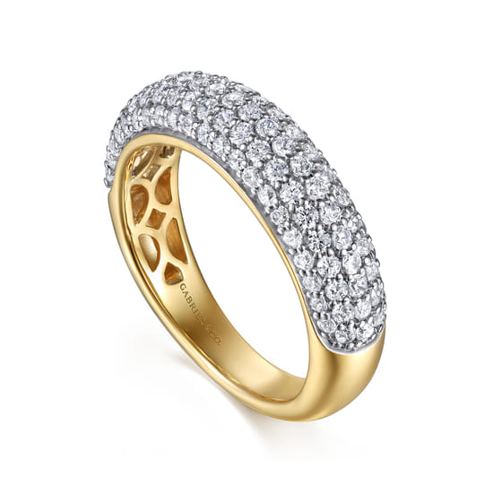 14K Yellow-White Gold Pavé Diamond Anniversary Band angle 3 14K Yellow-White Gold Pavé Diamond Anniversary Band angle 3