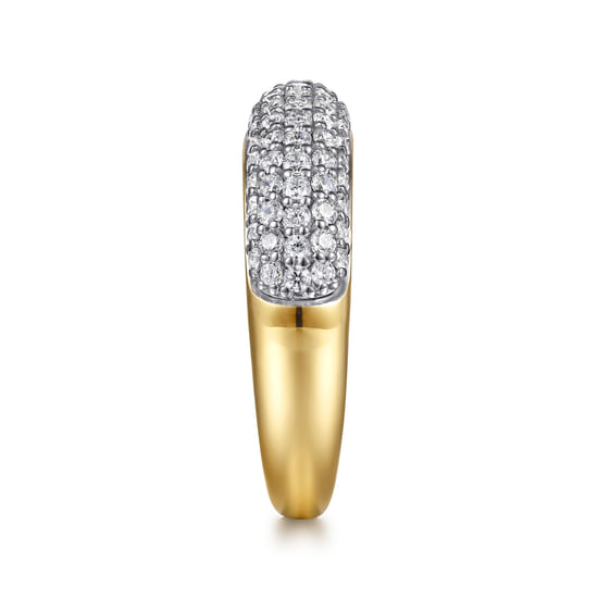 14K Yellow-White Gold Pavé Diamond Anniversary Band angle 4 14K Yellow-White Gold Pavé Diamond Anniversary Band angle 4