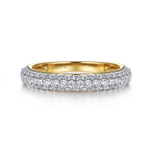 14K Yellow-White Gold Pavé Diamond Anniversary Band
